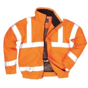 Oxford Weave 300D Class 3 Breathable Hi Vis Bomber Jacket Orange 3XL