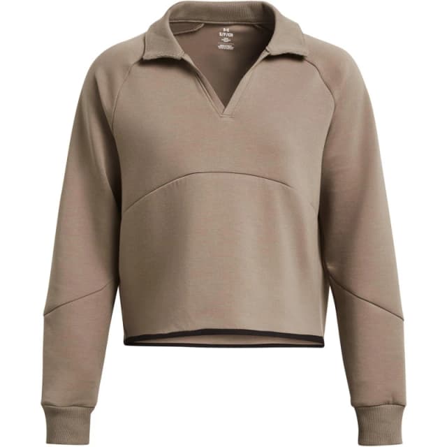 Under Armour Womens Unstop Rugby Cropped Crew Sweatshirt Brown female 8 (XS)