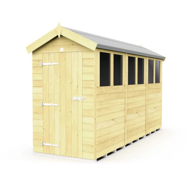 Flat Pack Sheds DIY Sheds 4 x 12 Apex Shed, Brown 4X12AFF