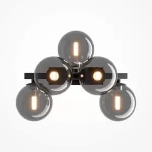 Maytoni Dallas Modern 5 Light Wall Lamp Black, Smoky Shade, G9