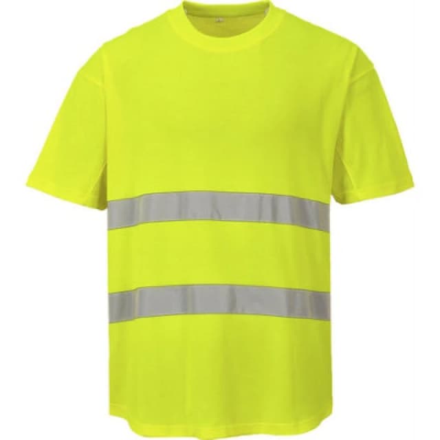 Portwest Cotton Comfort Mesh Insert Hi Vis T Shirt C394YERS Colour: Yellow