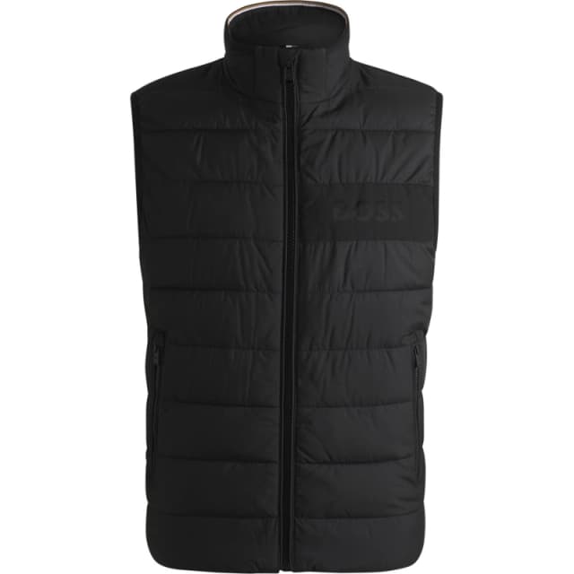 Boss Mens H-Cenito Padded Water-Repellent Stand Collar Sleeveless Gilet Black 001 male Small