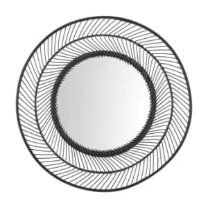 Olivia's Bali Bamboo Round Wall Mirror Small in Black