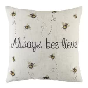 Evans Lichfield Bee-Lieve Cushion Cover (One Size) (White/Black/Yellow)