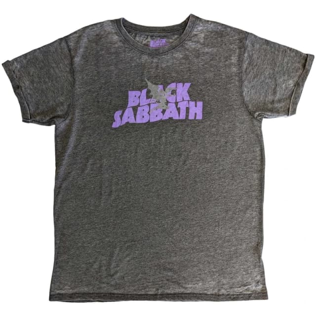Black Sabbath Mens Burnout Cotton Logo T-Shirt in Charcoal Size: Large Charcoal Male L