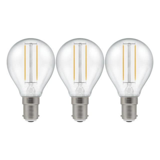 Crompton Lamps LED Golfball 2.2W B15 Filament Cool White Clear (25W Eqv)