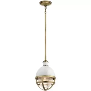 Quintiesse Kichler Tollis Globe Pendant Ceiling Light Natural Brass & White