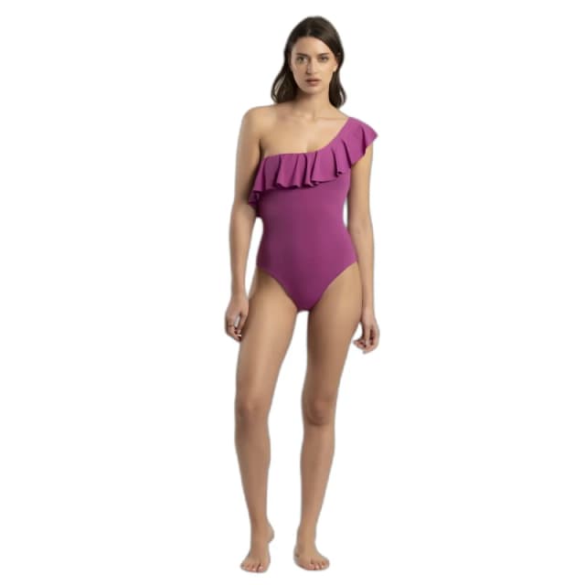 Womens one Piece swimsuit with side ruffles Admas Violet Female 38