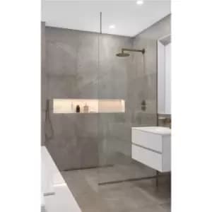 Frameless 1000mm Bronze Wet Room Shower Screen with Ceiling Support Bar - Live Your Colour