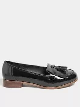 Yours Yours Extra Wide Fit Patent Tassel Loafer Black, Size 10, Women