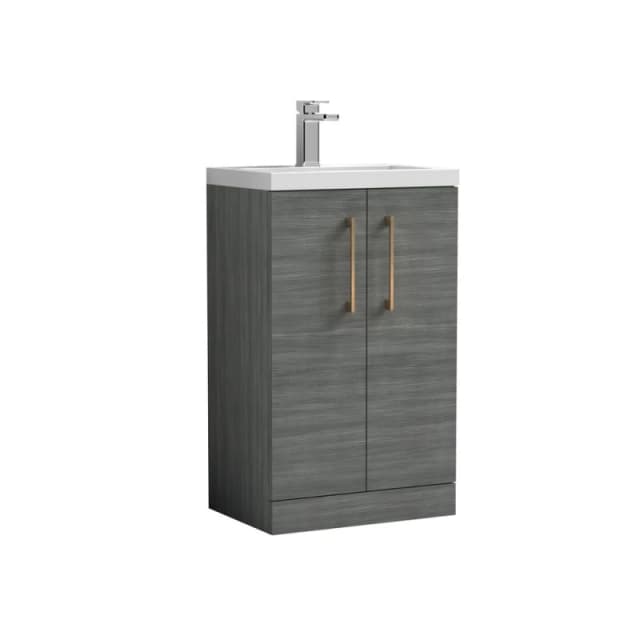 Balterley Bathroom Vanity Basin Unit, Brushed Bronze Handles, 500mm, Wood Grey Grey Unisex