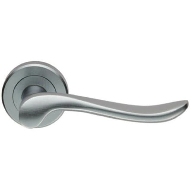Loops PAIR Scroll Shaped Lever Handle on Round Rose Concealed Fix Satin Chrome Multi