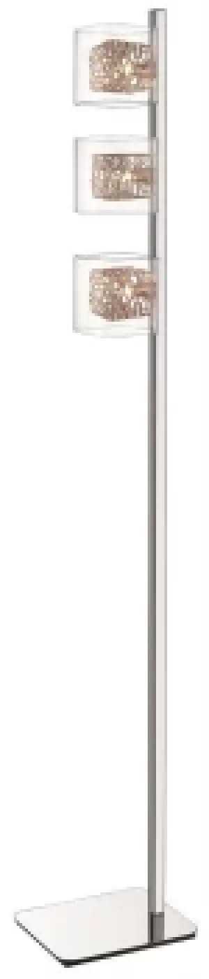 Spring 3 Light Floor Lamp Mesh Chrome, Copper and Glass, G9