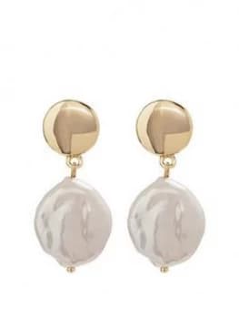 Mood Gold Plated Fresh Water Pearl Drop Earrings