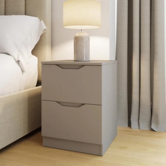 FWStyle FWStyle Putty Bedside Table Modern Nightstand 2 Drawer in Beige Beige One Size Unisex 5056413129529