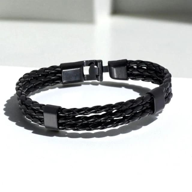 Aye Do Gifts Mens Leather Clasp Bracelet 5996-NP-MCLASPB Black male One Size