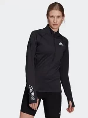adidas Adizero 1/2 Zip Long-sleeve Top, Black, Size S, Women