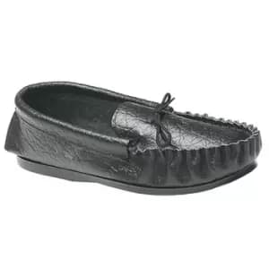 Mokkers Mens Gordon Softie Leather Moccasin Slippers (10 UK) (Black)