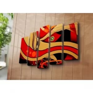 5PATK-182 Multicolor Decorative Canvas Painting (5 Pieces)