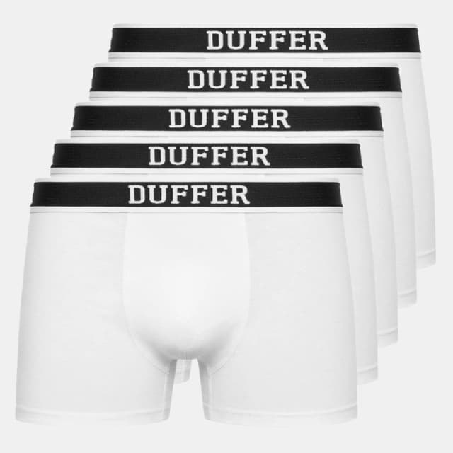 Duffer Mens Holloway Boxers 5pk in White Size: Large White Male L