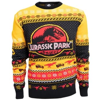 Jurassic Park Christmas Knitted Jumper - Yellow - XS