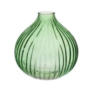 Round Fluted Glass Vase (Green)