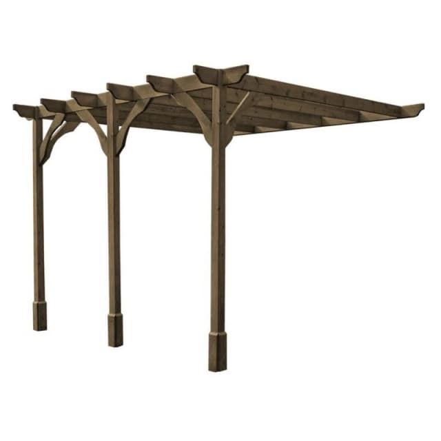 Rutland County Garden Furniture Wall Mounted Premium Pergola 3 Posts - Wood - L180 X W660 X H270 Cm - Rustic Brown