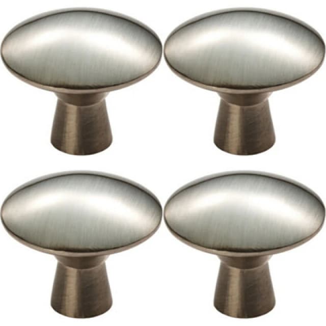 Loops 4x Disc Shaped Cabinet Door Knob on Tapered Stem 27mm Dia Satin Nickel Metallics unisex