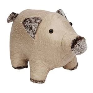 HESTIA? Faux Leather Door Stop - Beige Pig