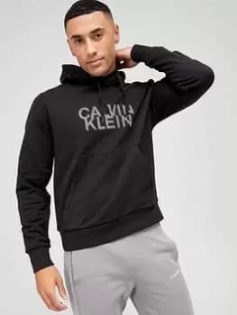 Calvin Klein Distorted Logo Overhead Hoodie - Black Size M Men