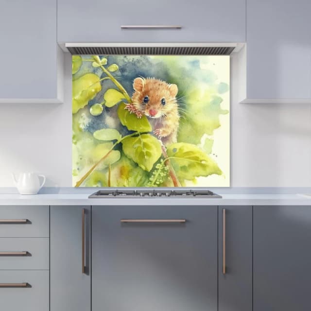 Warren Reed - Designer Dormouse Watercolour Kitchen Splashback in Brown Size: 600mm x 750mm Brown Unisex 600mm x 750mm