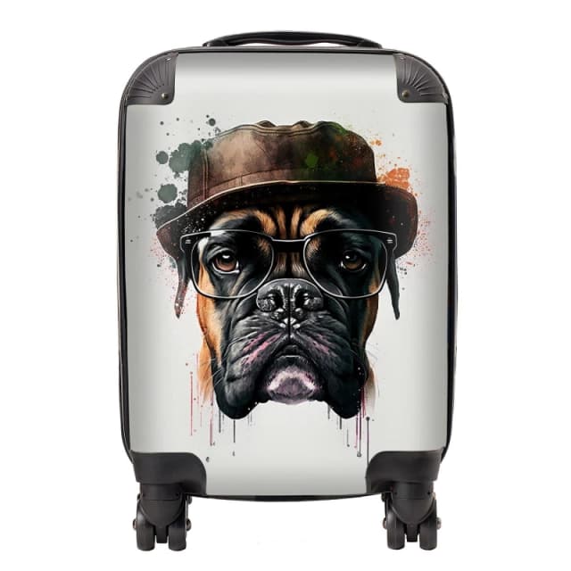 Warren Reed - Designer Boxer Dog Splashart Suitcase Size: Large Multicolor Unisex Large