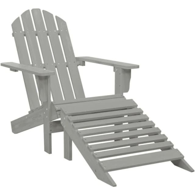 vidaXL Garden Chair with Ottoman Wood Grey Outdoor Lounge Armchair Seating