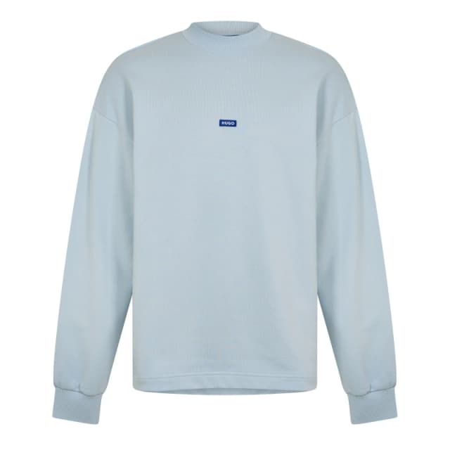 Hugo Mens Cotton Relaxed Fit Crew Sweatshirt Open Blue male XS