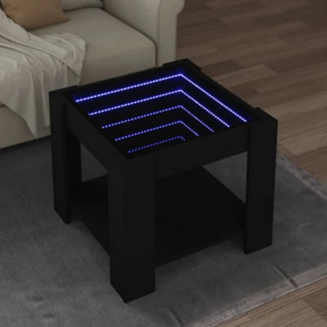 Vidaxl Coffee Table With LED Black 53X53X45cm Engineered Wood, Black 847540