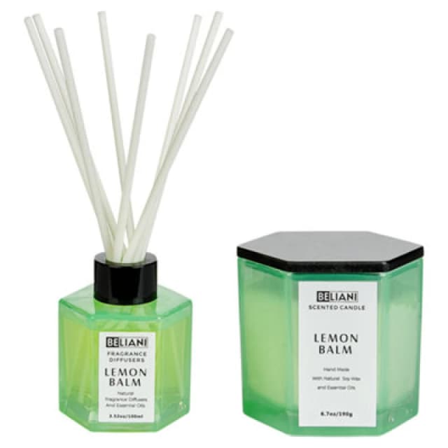 BELIANI Scented Candle with Fragrance Reed Diffuser CLASSY TINT Soy Wax Fresh Notes 408905