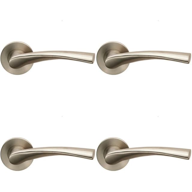 Loops 4x AIR Twisted Angular Design Lever on Slim Round Rose Concealed Fix Satin Steel Metallics