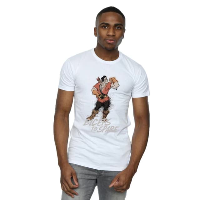 Disney Men Beauty And The Beast Gaston Biceps To Spare T-Shirt in White Size: Small White S Male 5057864457278
