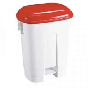 Slingsby Derby Plastic Pedal Bin 30 Litre White Red 348021