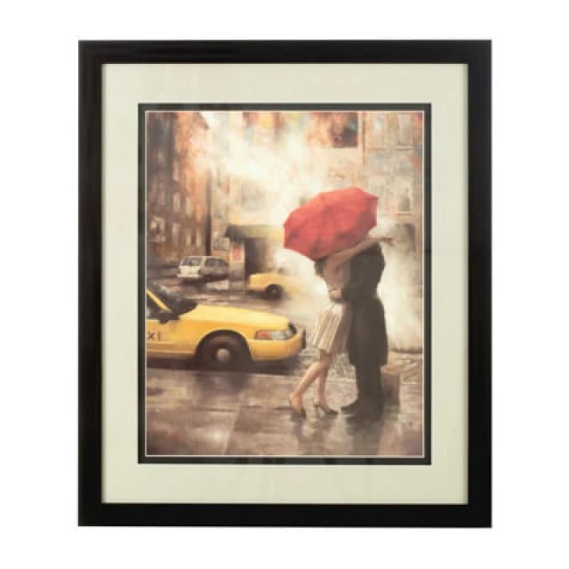 Premier Housewares Framed Couple Under Umbrella Wall Art Black