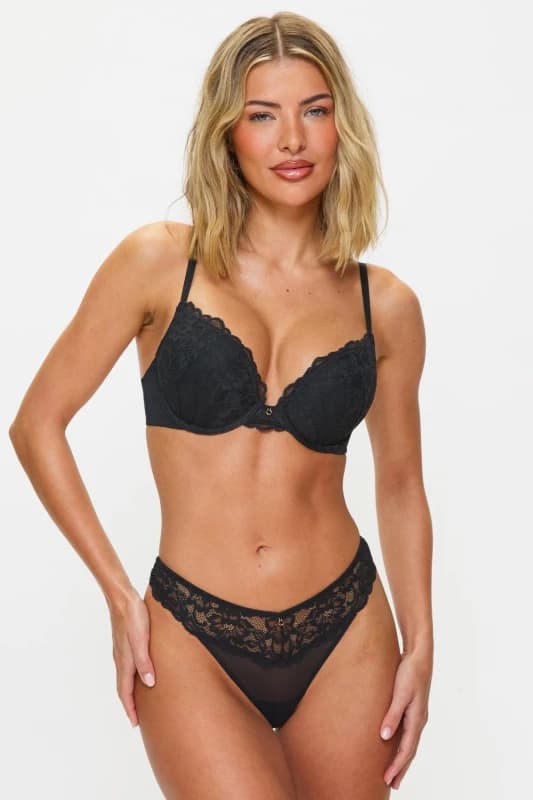 Ann Summers Womens Sexy Lace Thong in Black Size: 8 Black Female 8