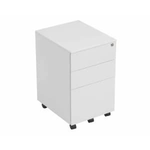 TC Office Talos Steel 3 Drawer Mobile Pedestal with Filing Drawer, White