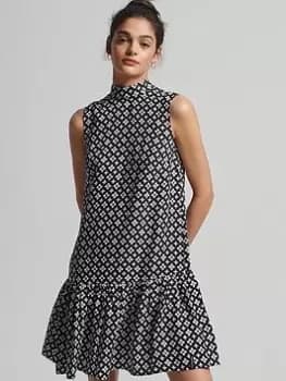 Superdry Vintage Woven Mini Dress, Black, Size 10, Women