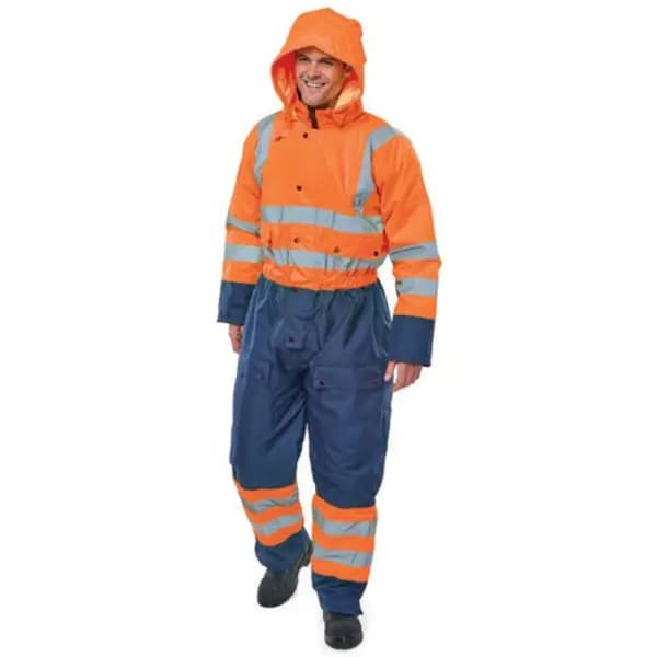 Beeswift Beeswift Two Tone Hi Visibility Thermal Waterproof Coverall Orange/Navy Blue XL BD900ORNXL