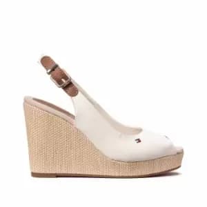 Elena Sling Back Sandals in Canvas/Leather with Wedge Heel