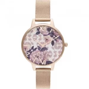 Ladies Olivia Burton Wildflower Pale Rose Gold Mesh Watch