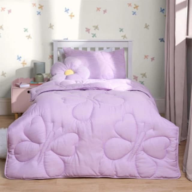 OHS OHS Coverless 7.5 TOG Butterfly Kids Duvet Cover Bedding Pillowcase Set in Lilac Size: Single Lilac Single Unisex 5027434210770