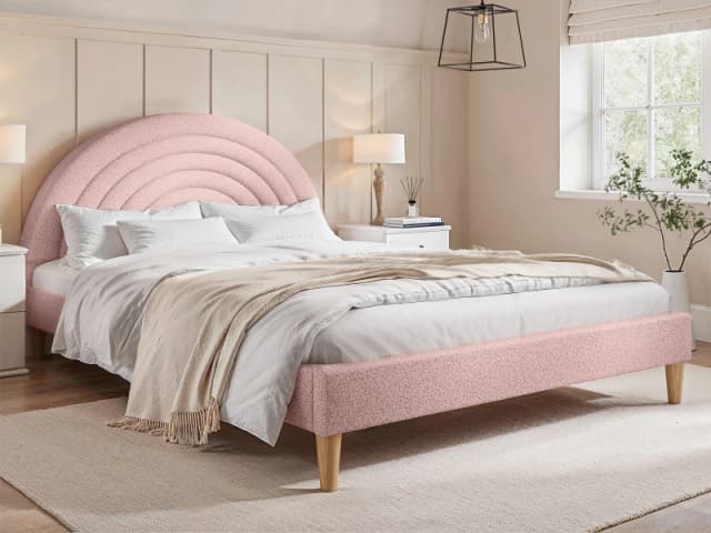 Flair Ava Boucle Double Bed in Pink Pink Unisex Double