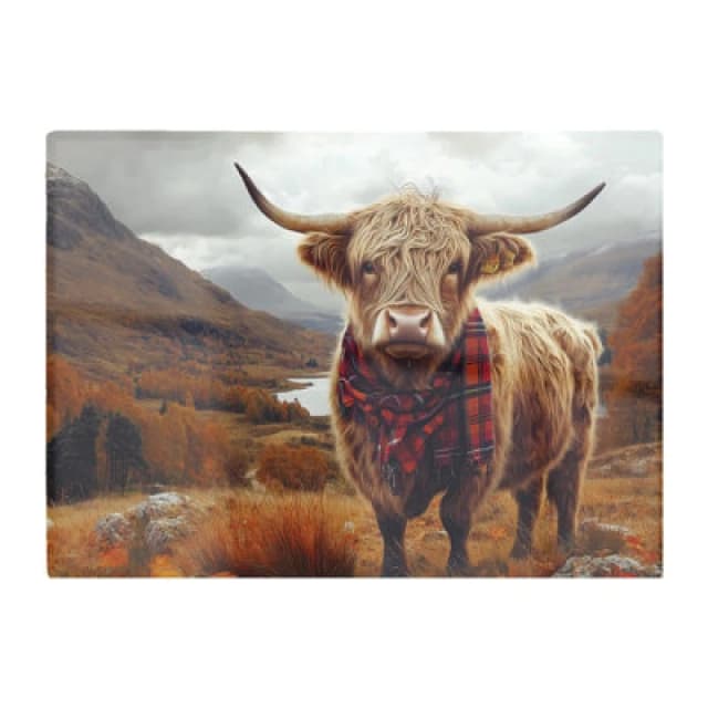 Warren Reed Designer Autumnal Highland Cow Glass Chopping Board