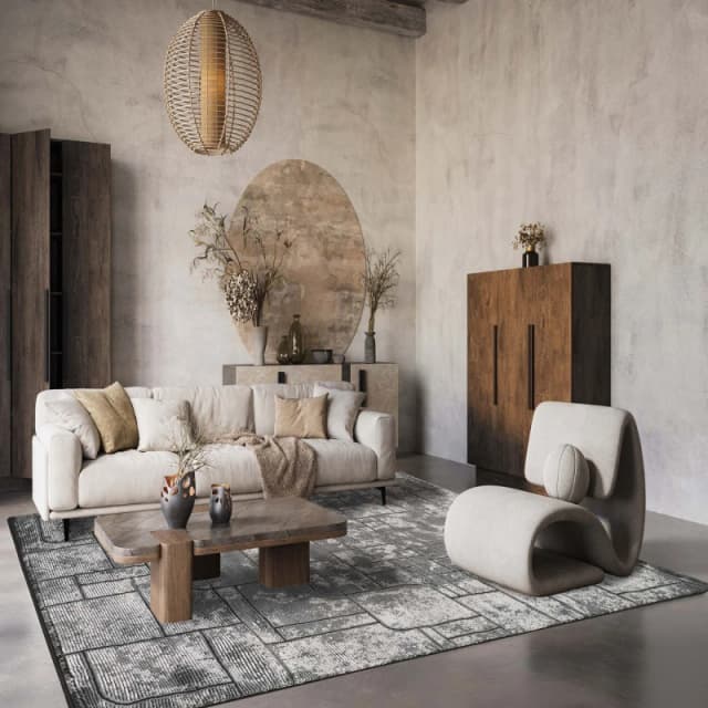 Belgravia Living Room Area Rug Metallic Sheen Modern Cobble Design Grey 200Cm X 290Cm